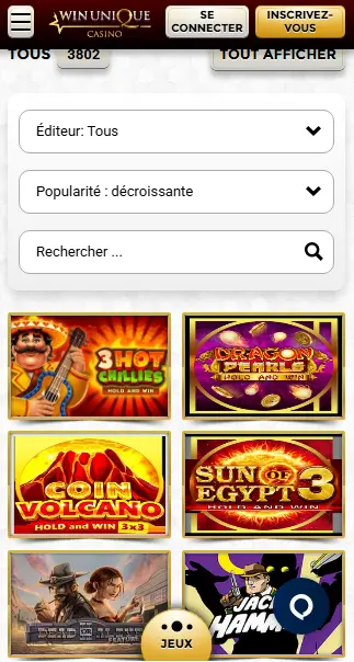 Inscription depuis CASINO UNIQUE
